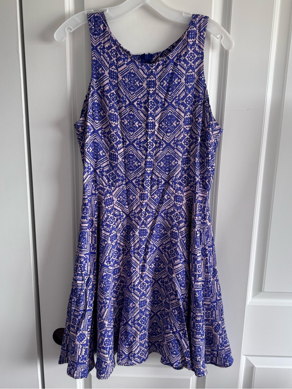 Everly geometric and abstract sleeveless fit and flare dress